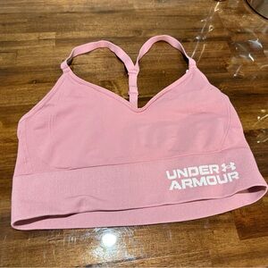 Under Armour Pink Racerback Seamless Sports Bra with Logo
